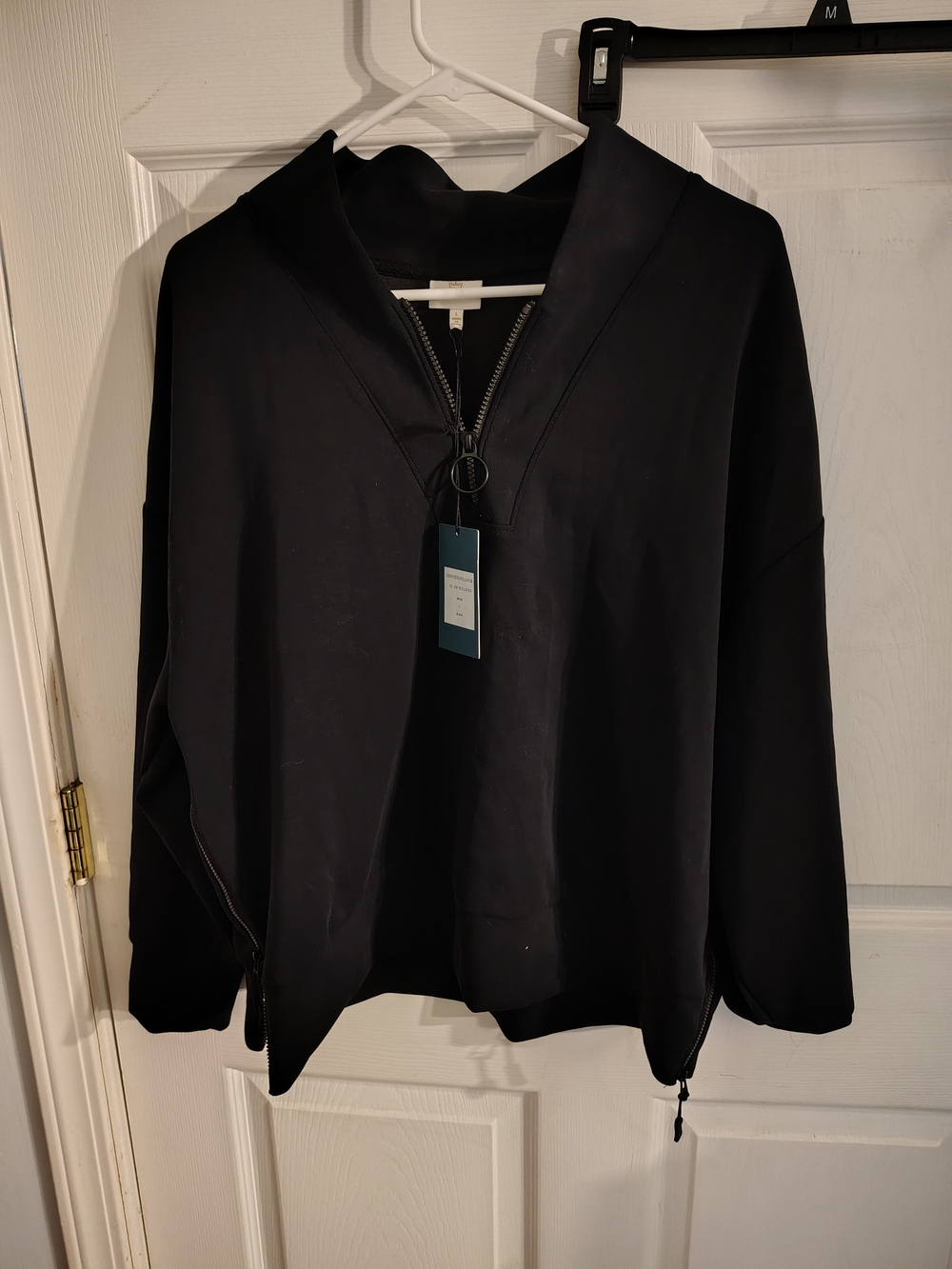 Relaxed Zip-Front Hooded Pullover Jacket - Black